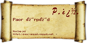 Paor Árpád névjegykártya